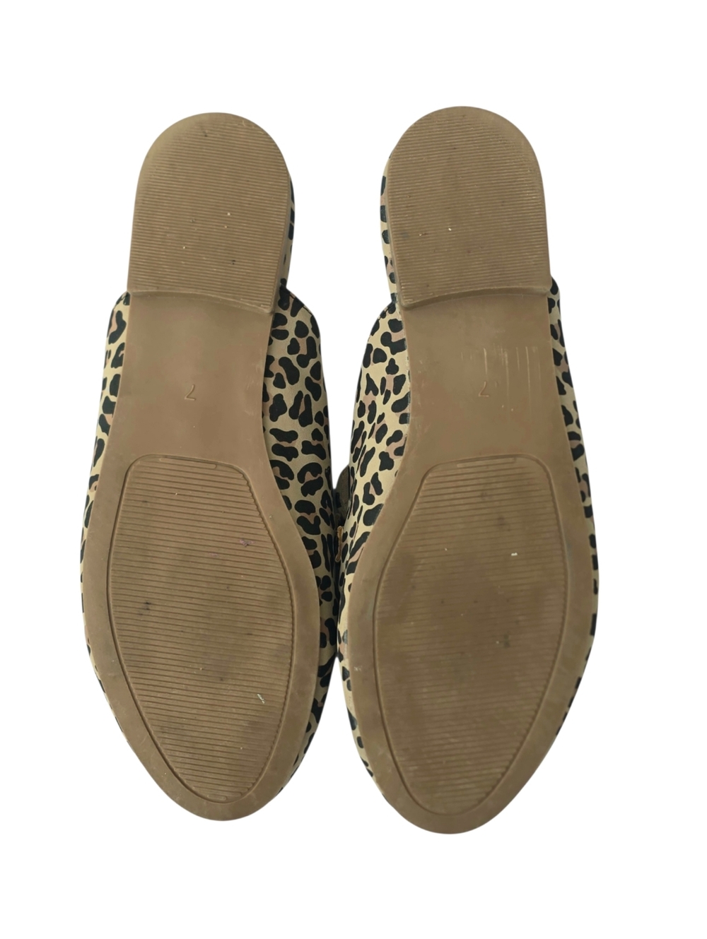 Leopard Print Chain-Trim Mule Slides Beige/Black with Gold Chain Size Womens 7 - Picture 4 of 5